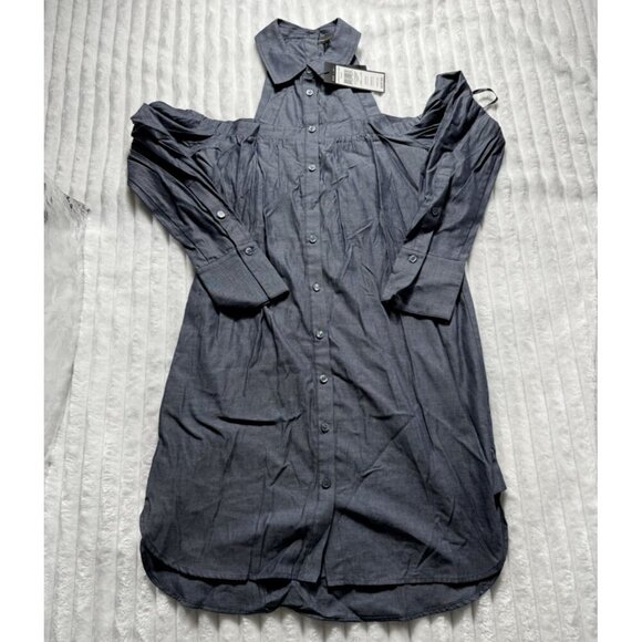 NWT BCBG MAXAZRIA SIZE XXS ROWAN COLD-SHOULDER SHIRT DRESS WWR65L28 MSRP $257 - Picture 2 of 16